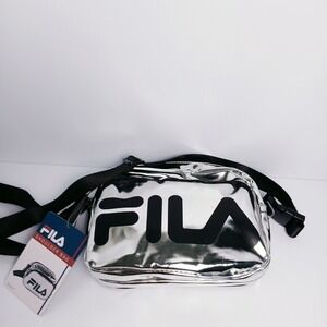 Fila Metallic Silver Shoulder Bag Adjustable Crossbody NWT